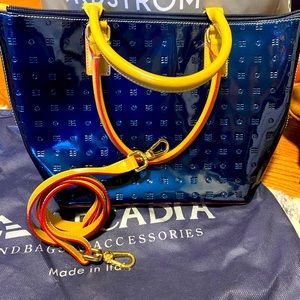Arcadia Navy Patent Leather Handbag w/ tags